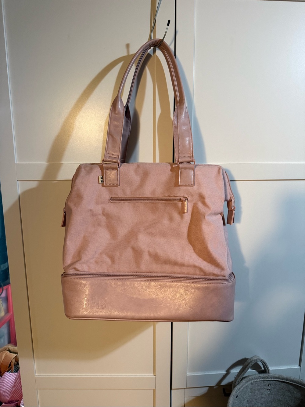 BEIS light pink large weekender bag